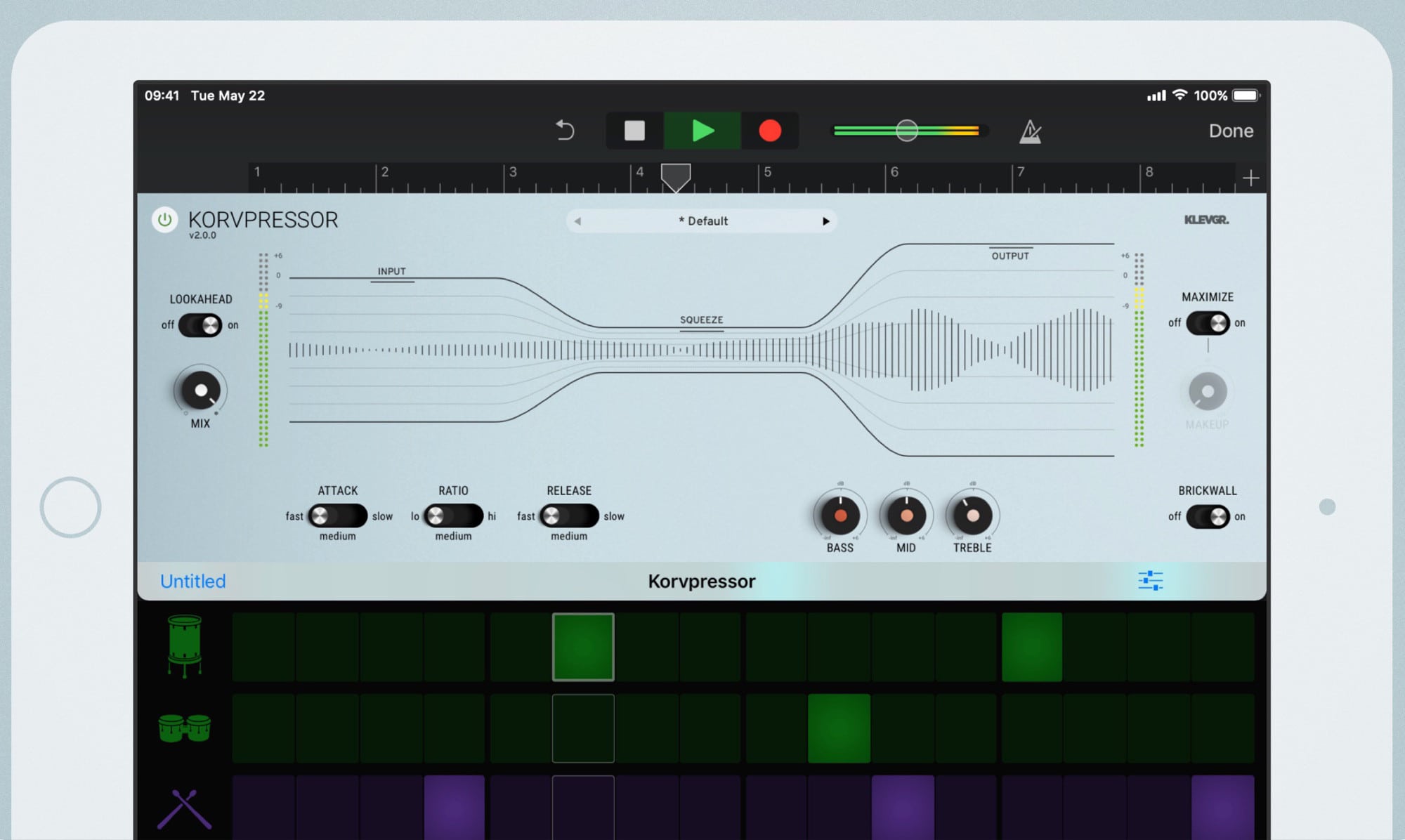 Korvpressor 2 inside GarageBand.