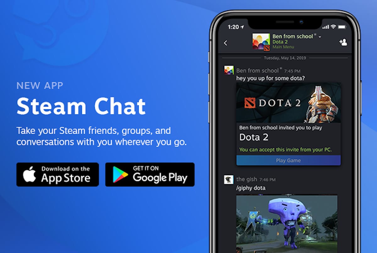 Steam Chat app for mobile