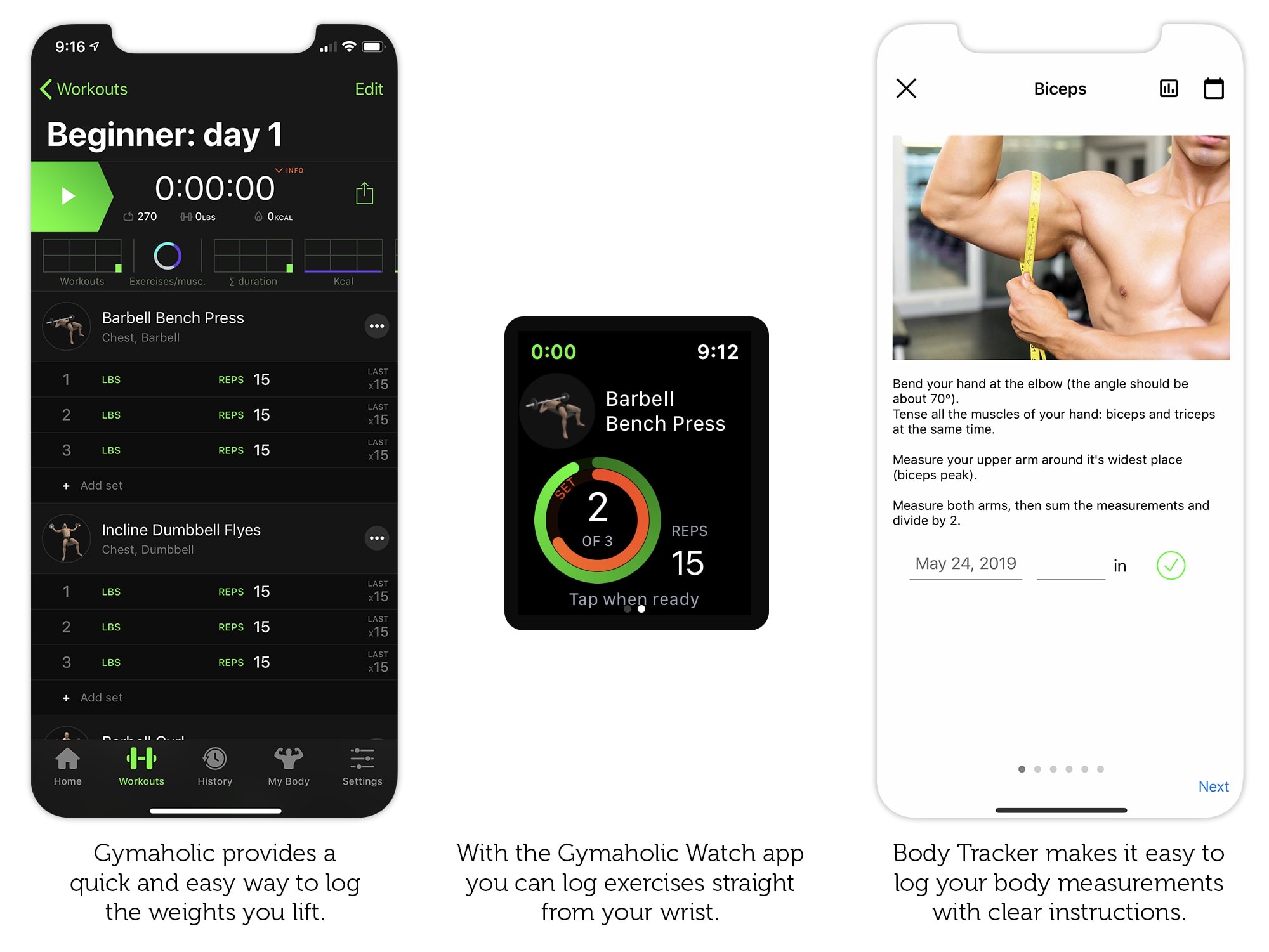 Log your progress with Gymaholic and Body Tracker