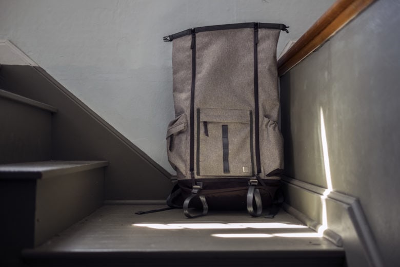 With the top fully unfurled, the Moshi Captus backpack is ready for your stuff