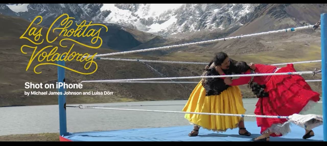 Bolivian female wrestlers in iPhone commercial