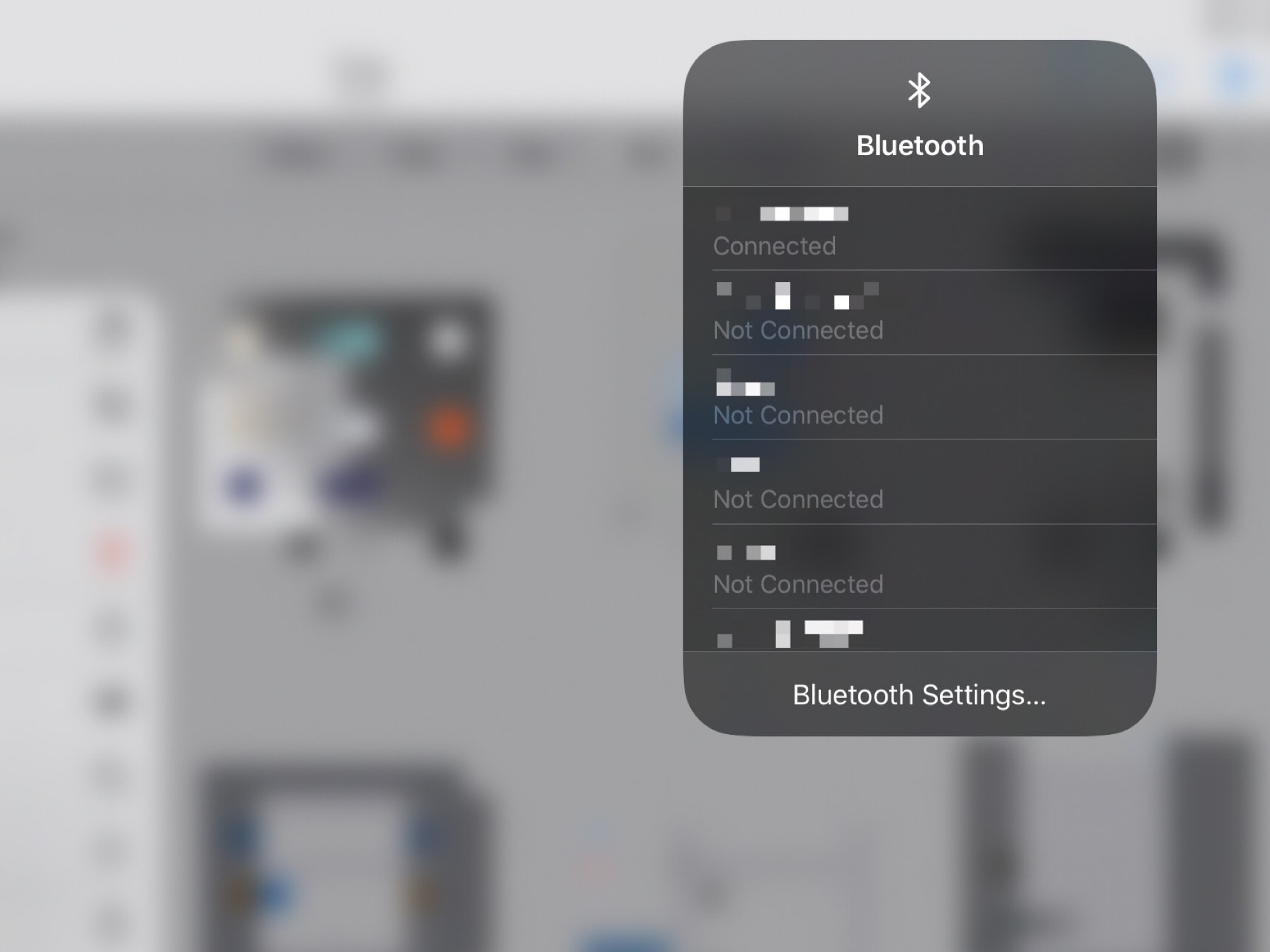 Connect to Bluetooth and Wi-Fi from the Control Center widget.