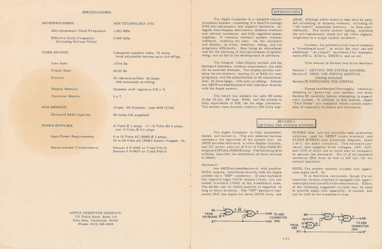 A page from the original Apple-1 documentation.