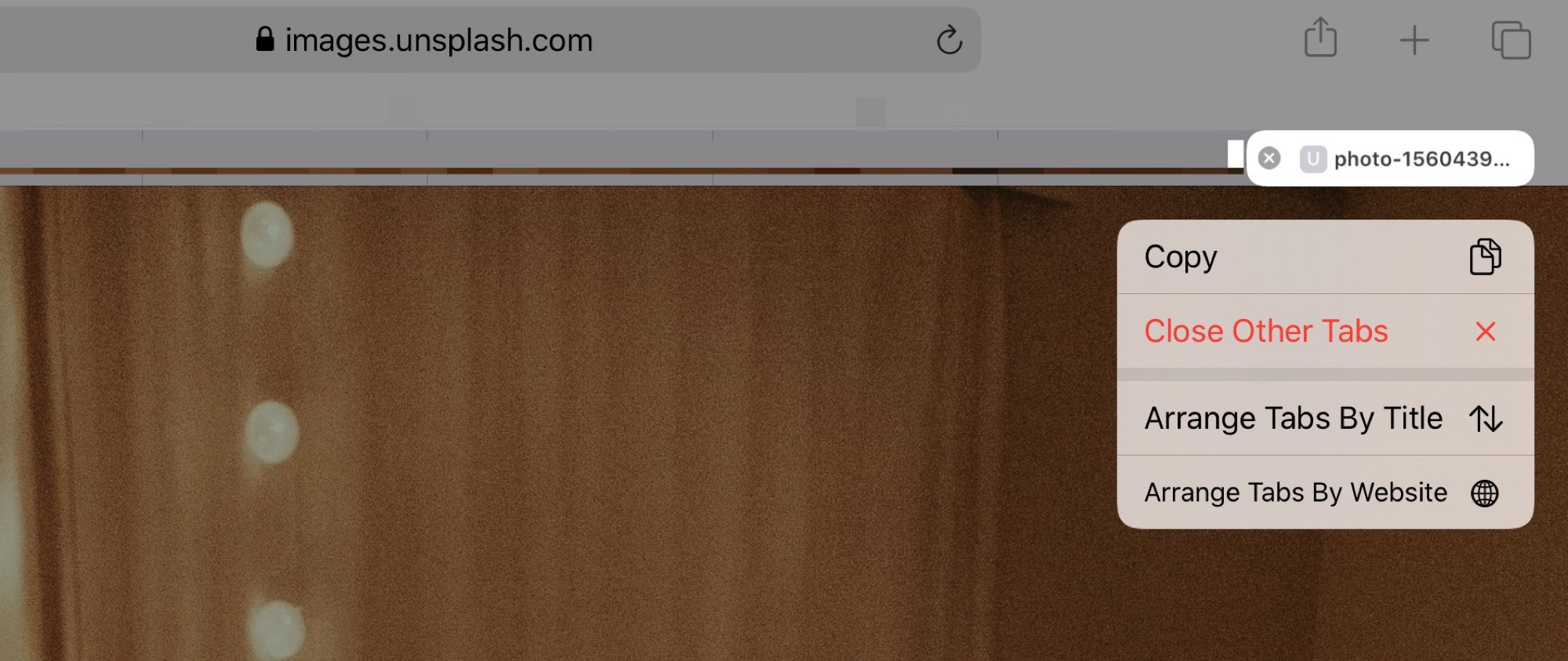 The new Safari tab menu in iOS 13. The new Safari tab menu in iOS 13.