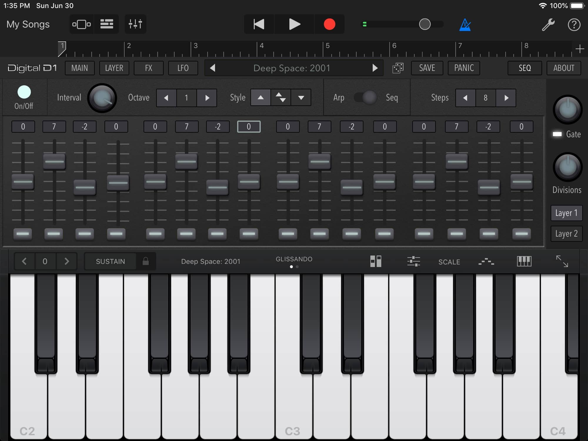 Here is the Digital D1 synth inside GarageBand.