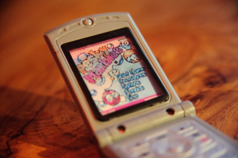 Old mobile phone toy: This is how "texts" were sent before the flux capacitor made Skynet possible.