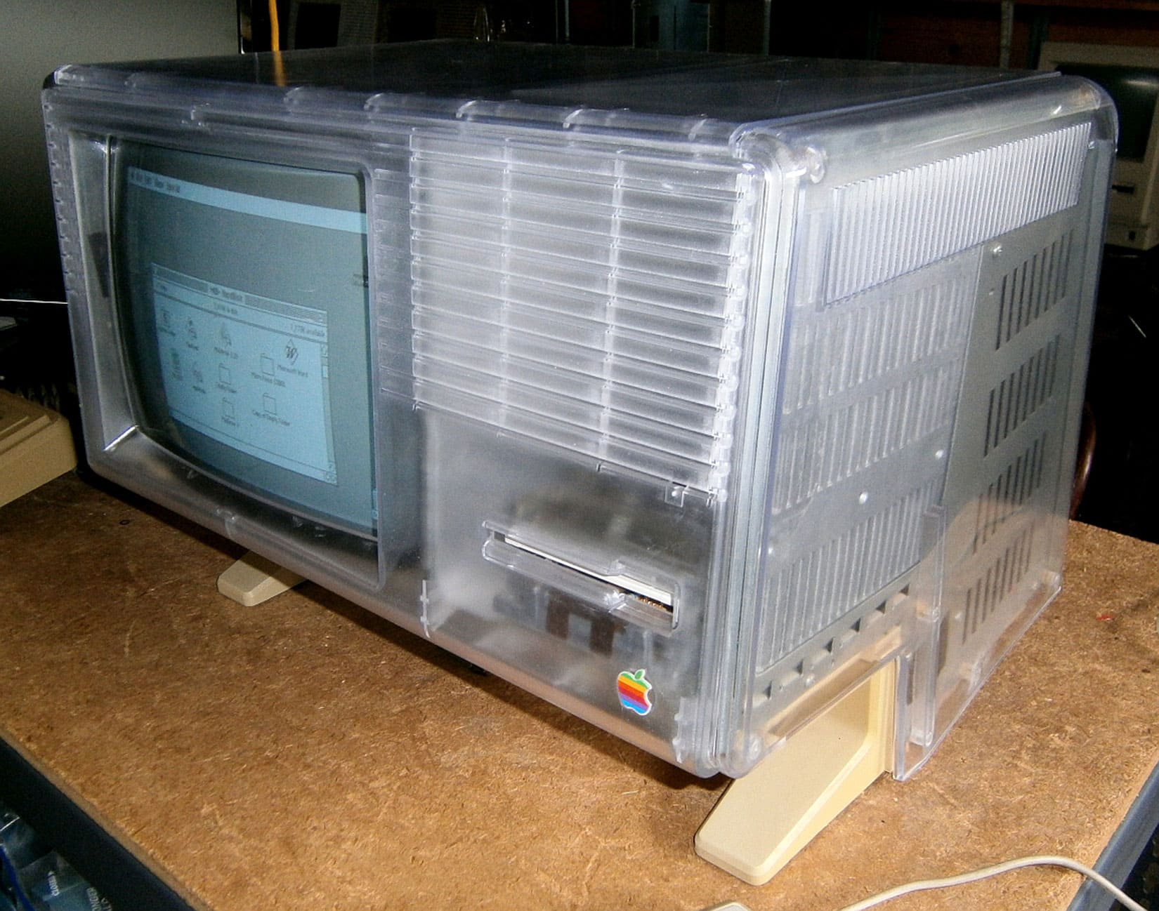 restored Apple Lisa with clear plastic housing