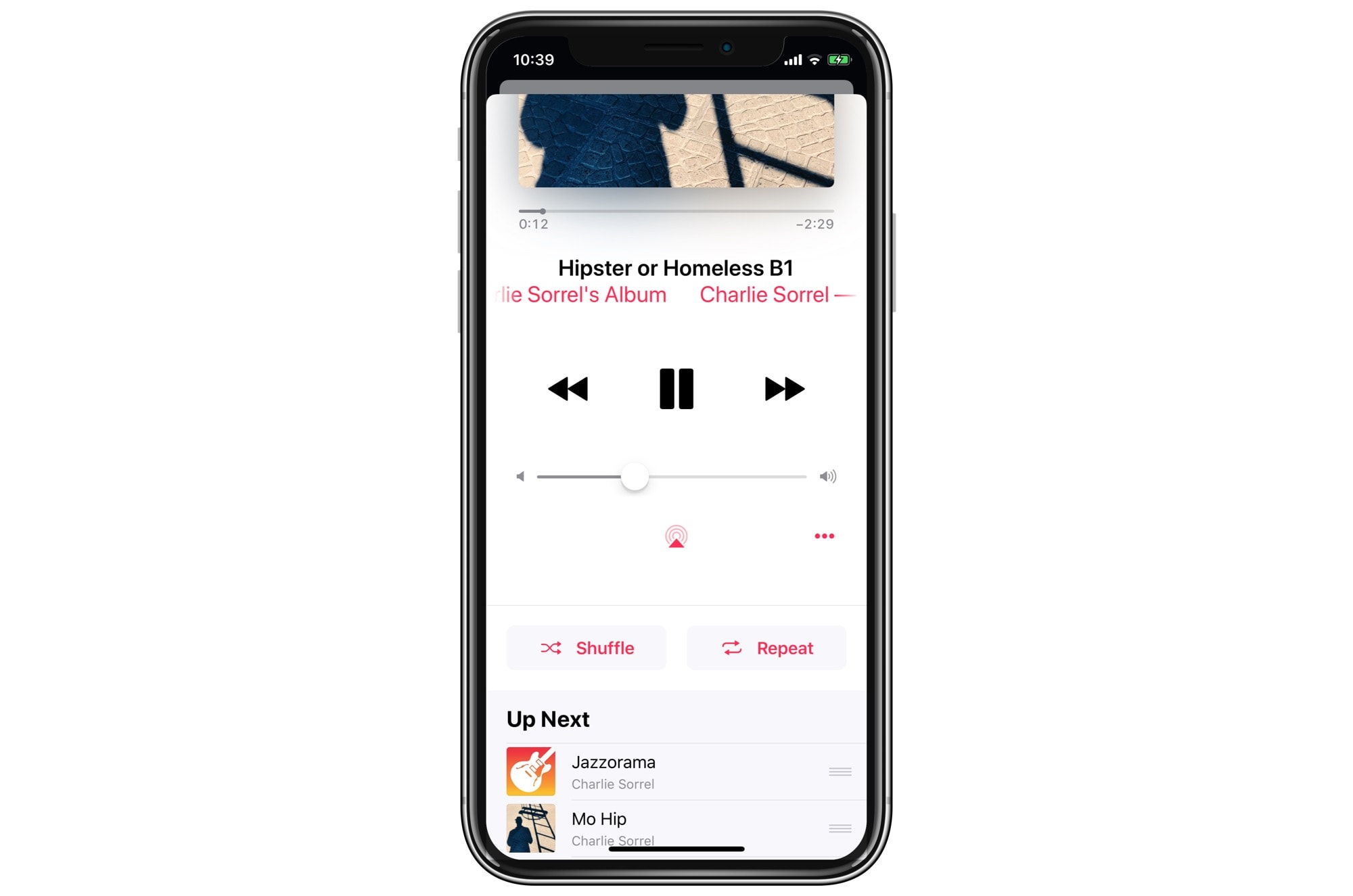 The old way to shuffle and repeat songs and albums in Apple Music.