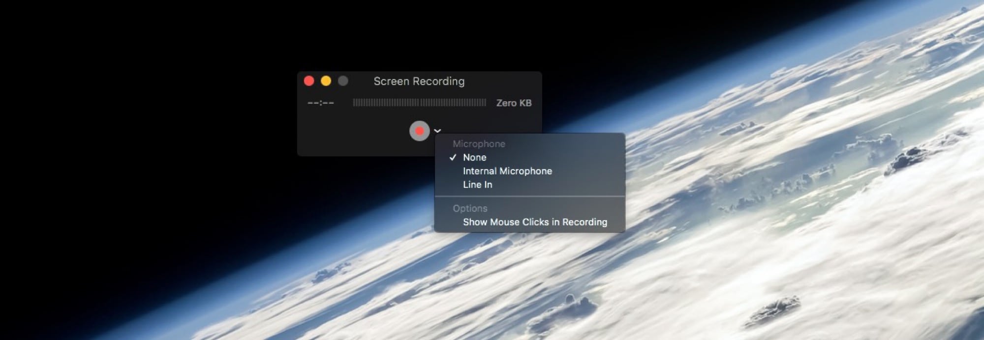 When making a Mac screen recording, just click the arrow for more options.