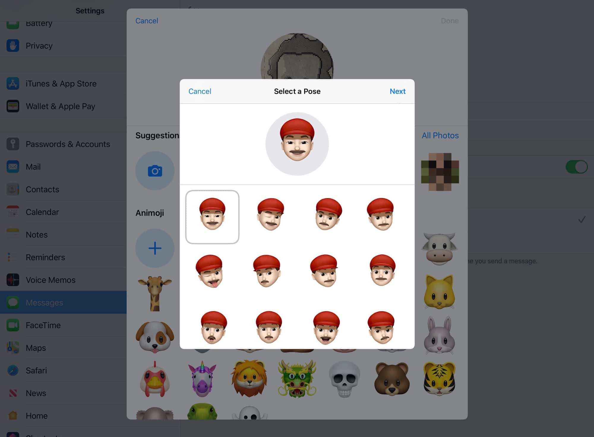 All your custom Memoji are available as stickers.