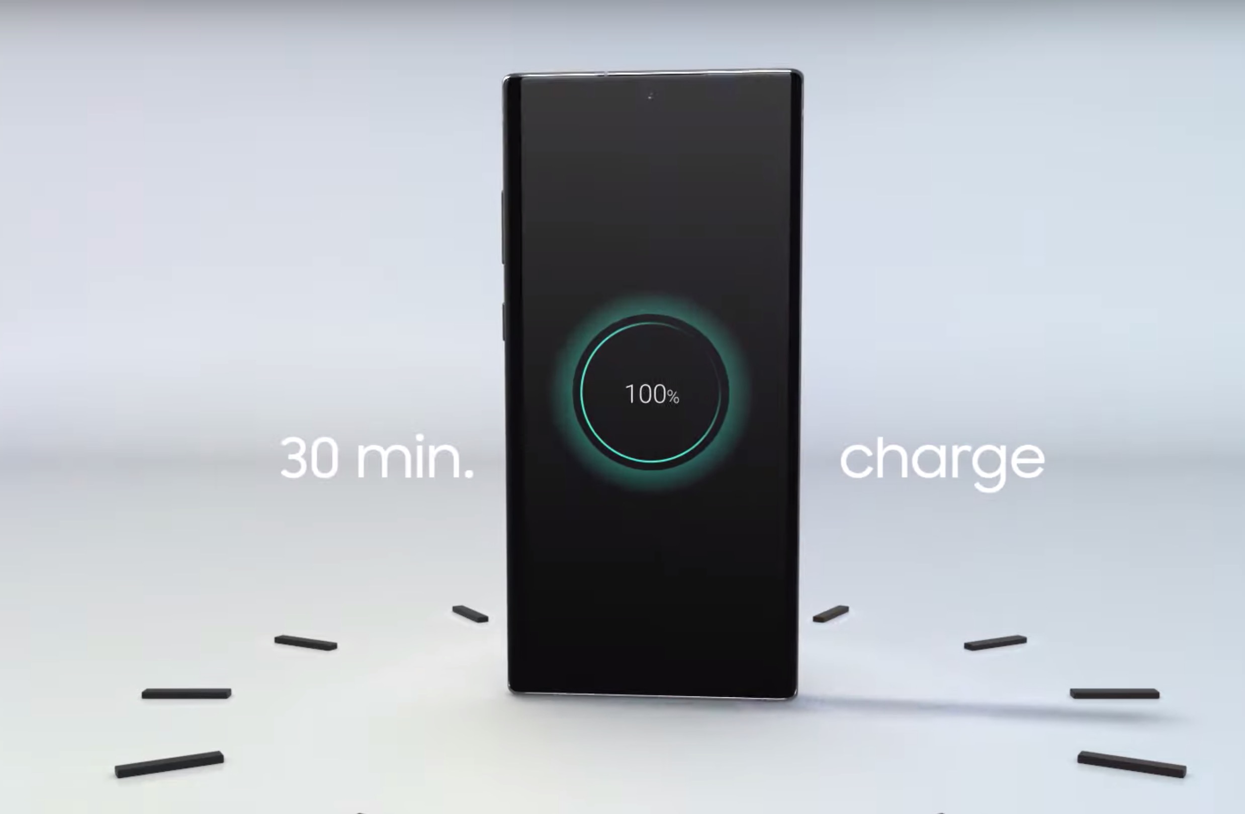 You can completely recharge the Galaxy Note 10 in just 30 minutes.