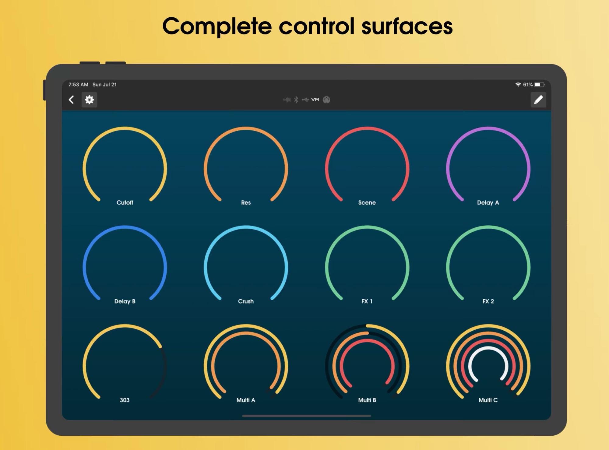 Knobs Lab adds knobs to your iPad. Lots and lots of knobs.