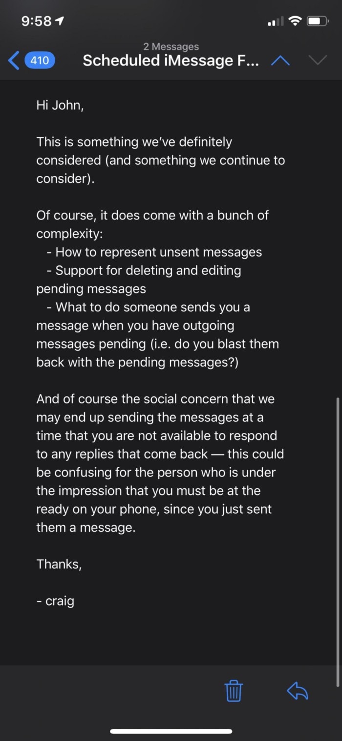 Apple Software Boss Explains Why You Can t Schedule IMessages Cult Of Mac