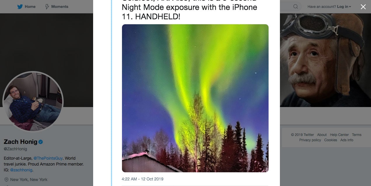zach honig's photo of northern lights shot on iphone