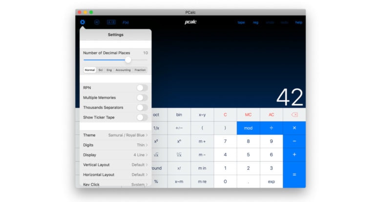 PCalc in macOS converted with Catalyst