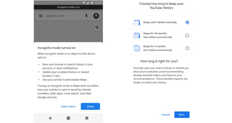 Google Maps and YouTube privacy tools