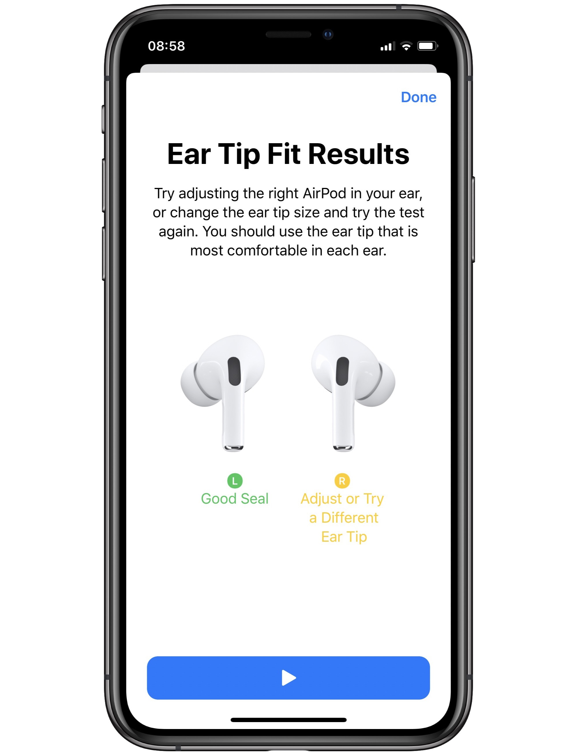 forudsigelse Smidighed kampagne Use the AirPods Pro Ear Tip Fit Test to get best fit and audio | Cult of Mac