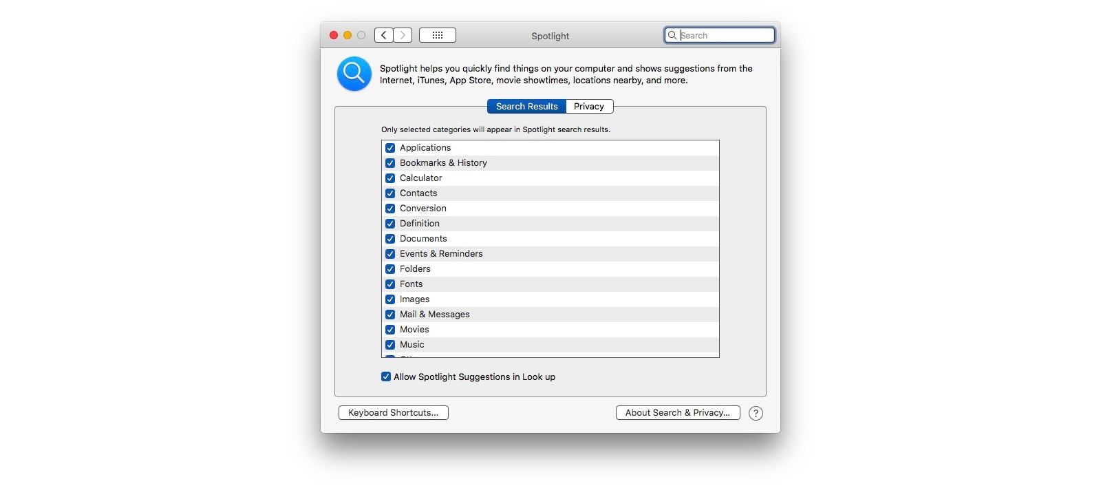 Customize Spotlight in the Mac System Preferences. 