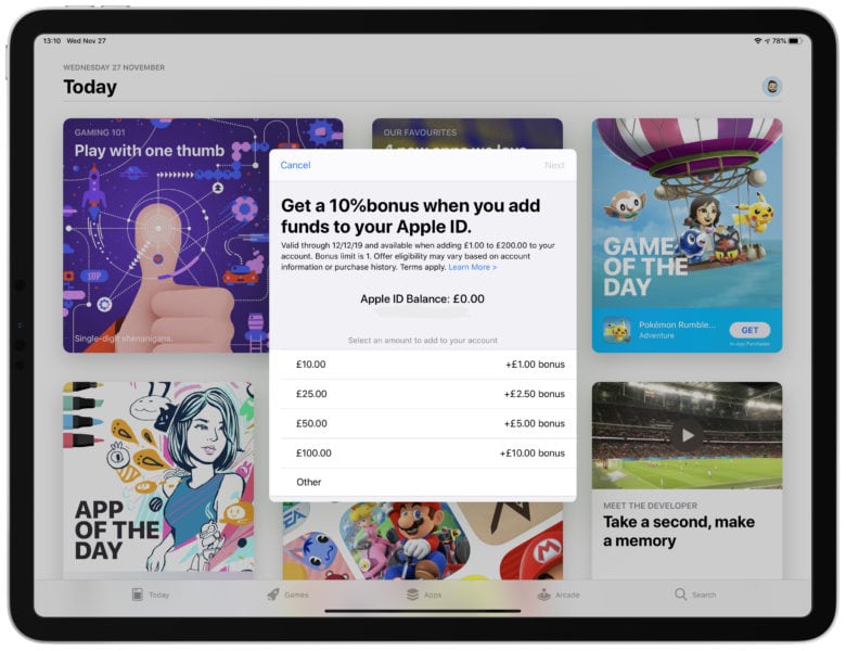 How to add funds to Apple ID