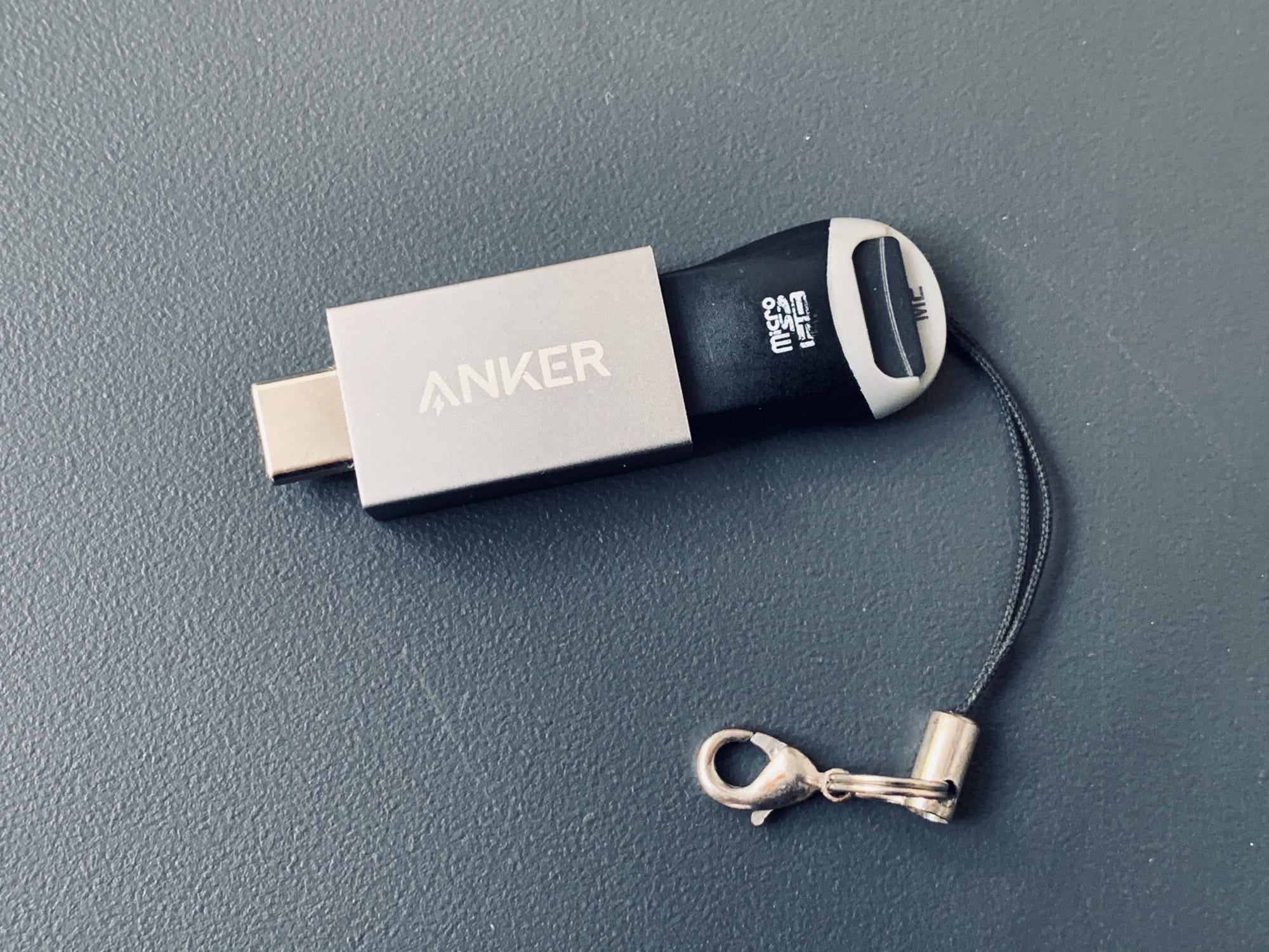 Hang Anker's USB-C to USB-A Female Adapter on a keychain. 
