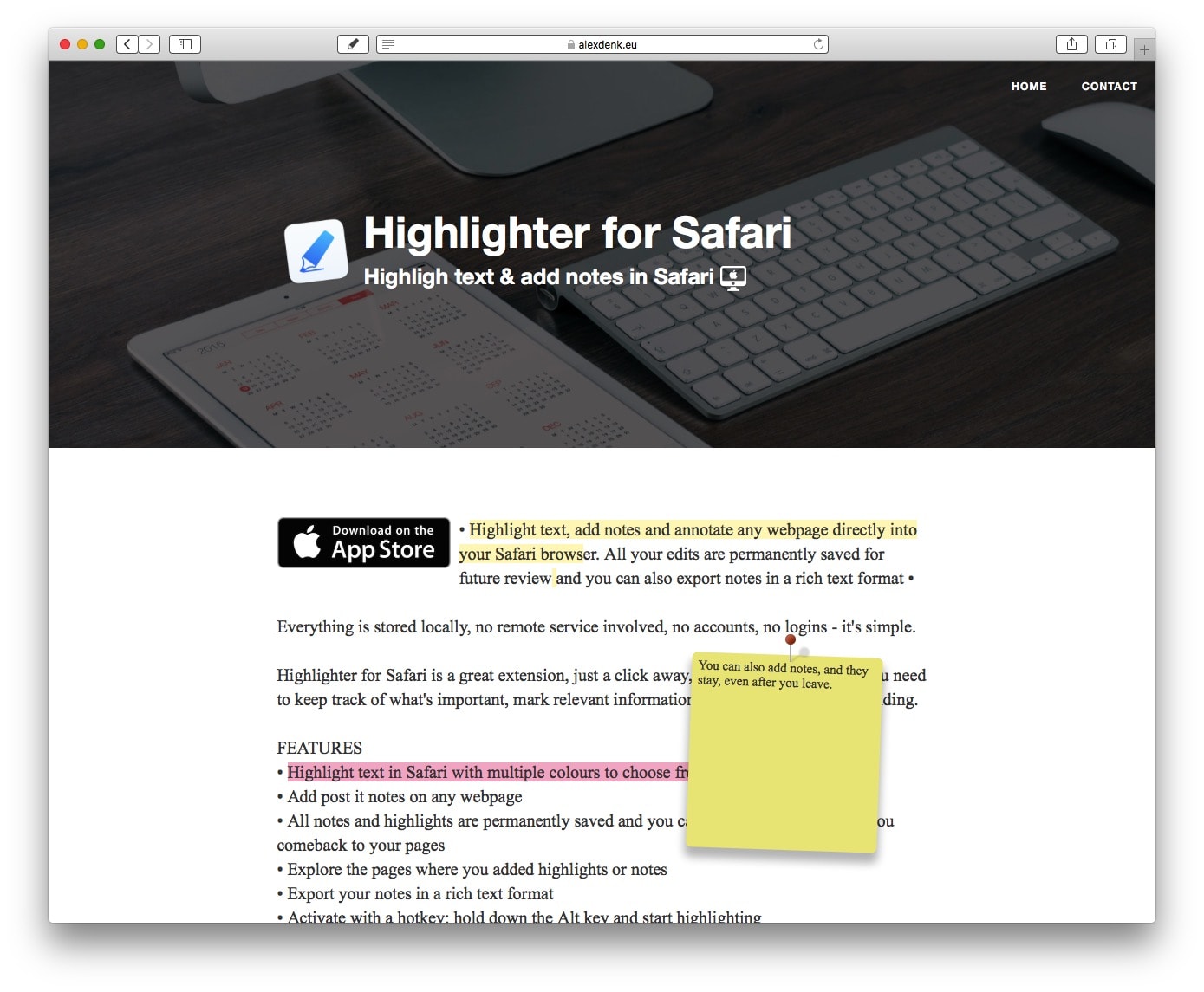 With Highlighter for Safari, highlighting a web page is easy and effective. 