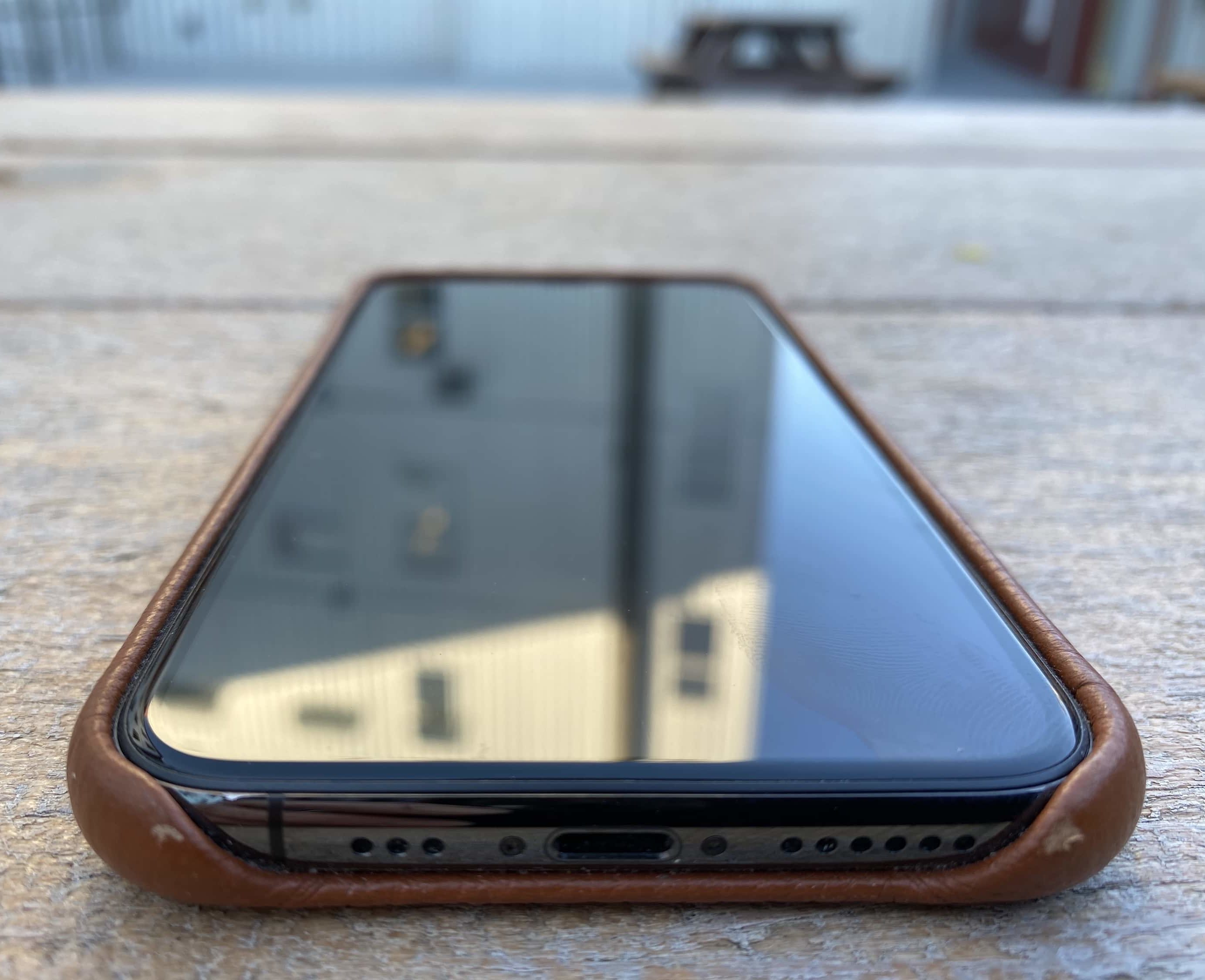 Drop the Woolnut leather iPhone 11 Pro case hard enough, and it will scuff.