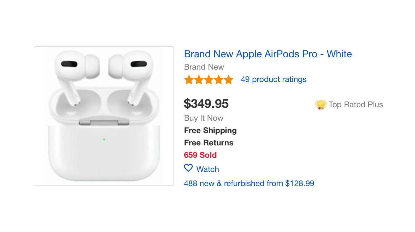AirPods Pro on eBay come at a premium.