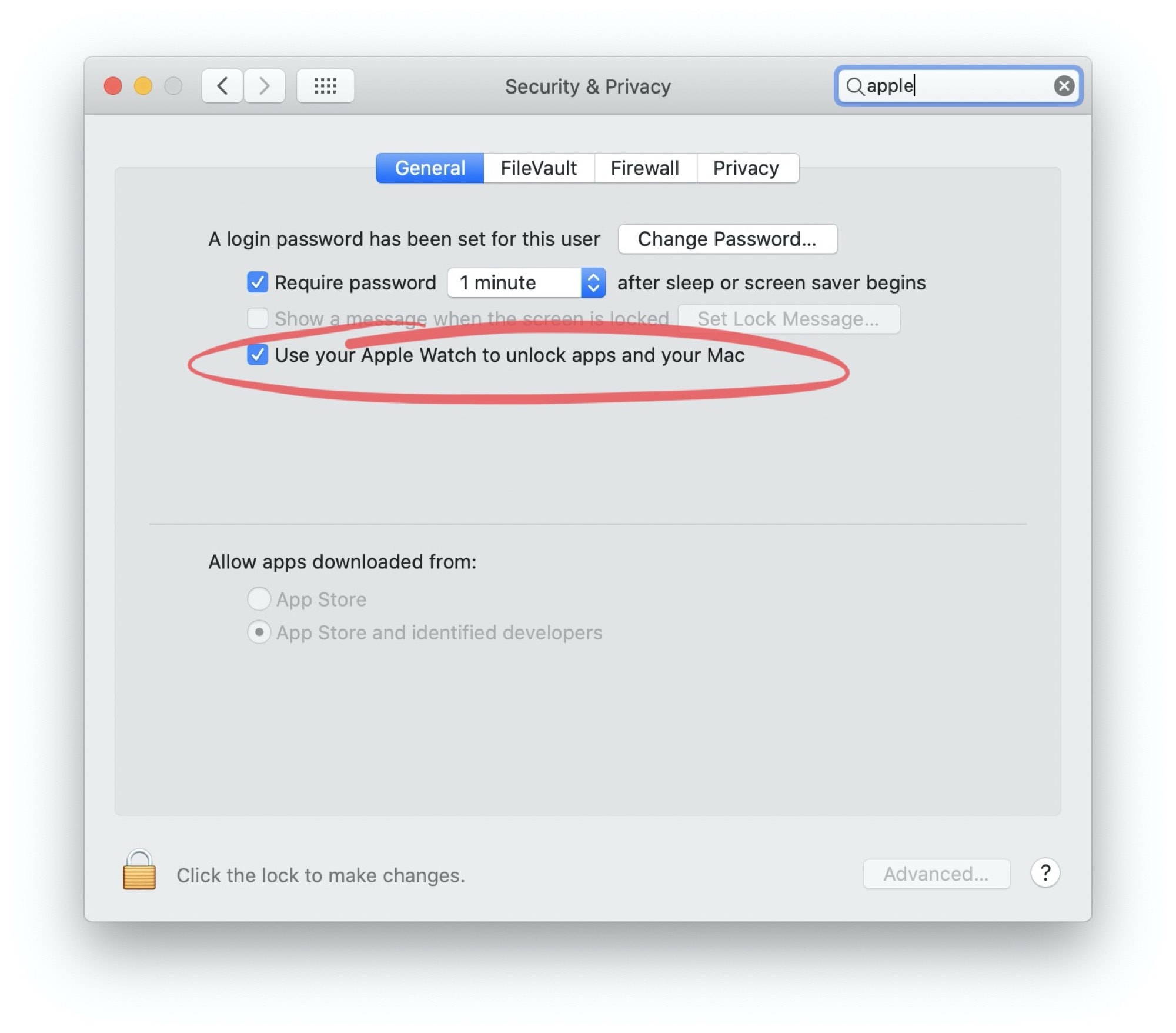 Just check this box if you want to unlock Mac with Apple Watch.