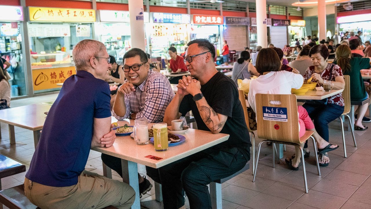 Tim Cook visits local food market for breakfast in Singapore