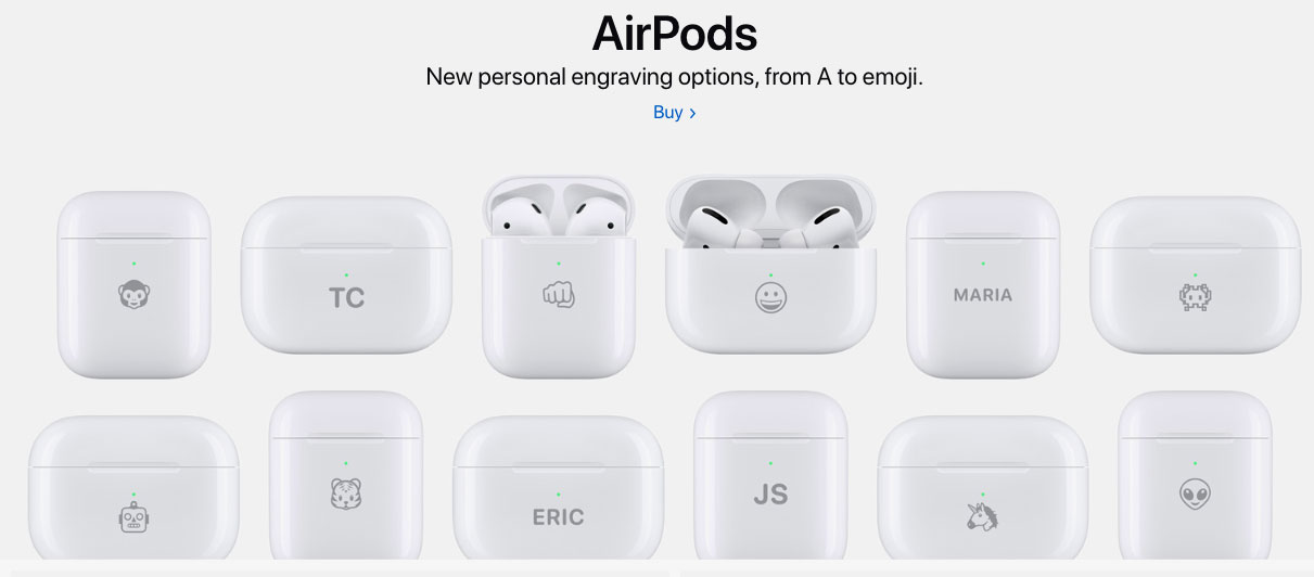Apple's free engraving of AirPods