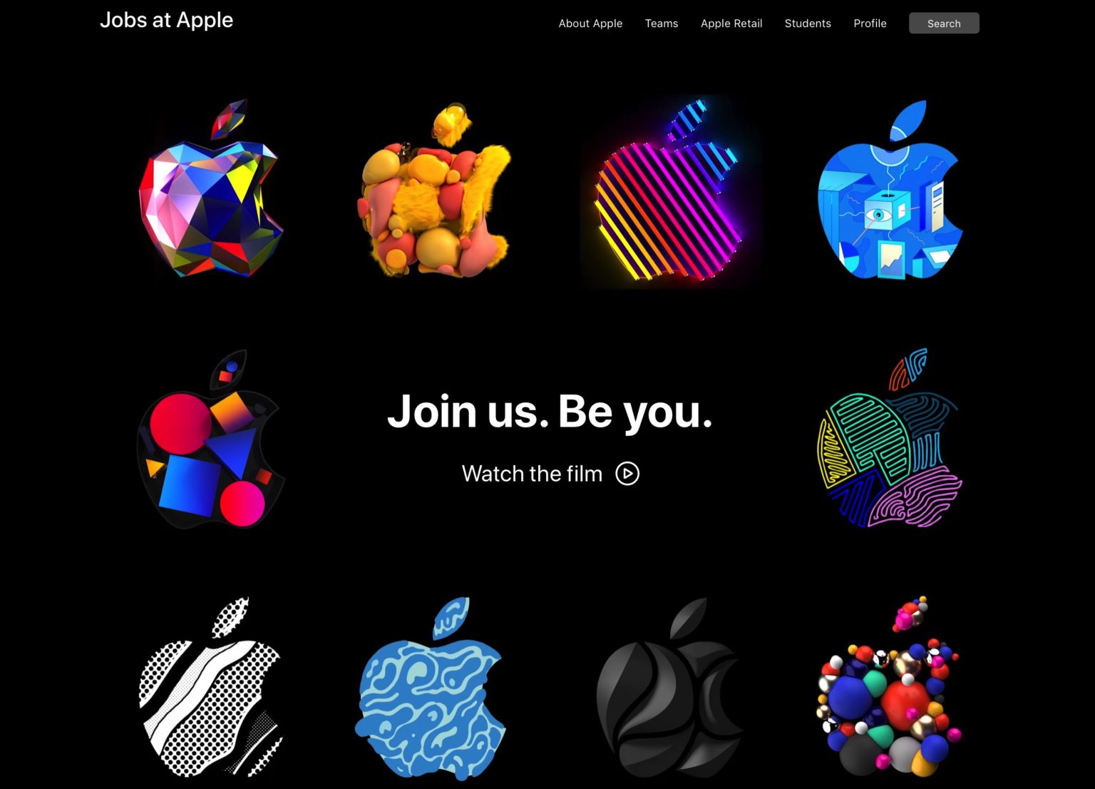 Apple gives its hiring page a colorful overhaul -- and a renewed focus on AI