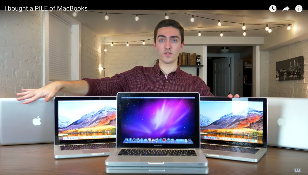 YouTuber Luke Miani and his pile of MacBooks video