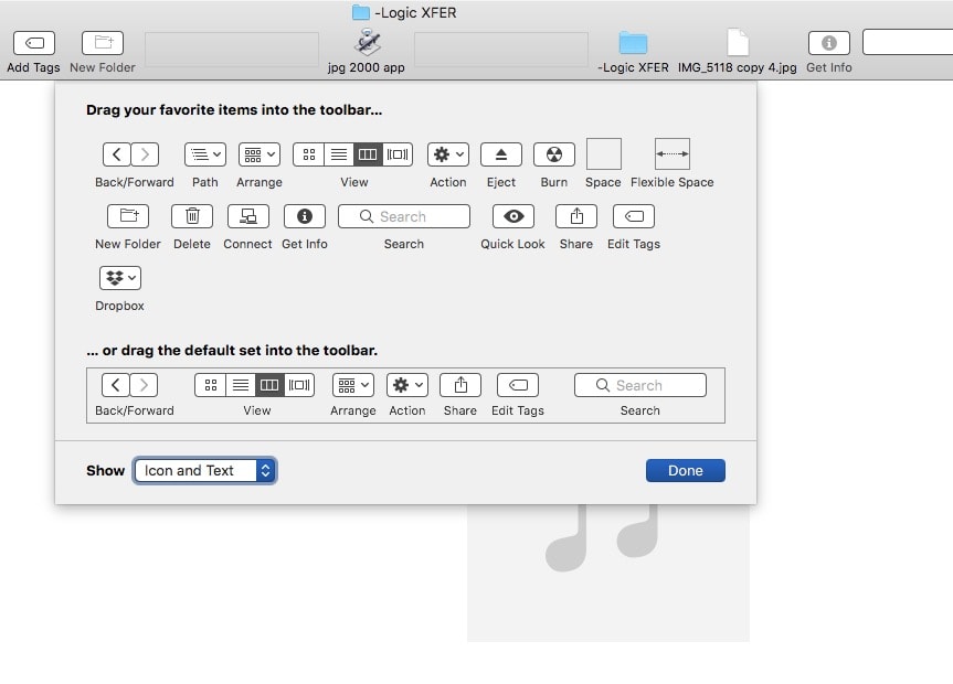 Customize the Finder's toolbar.