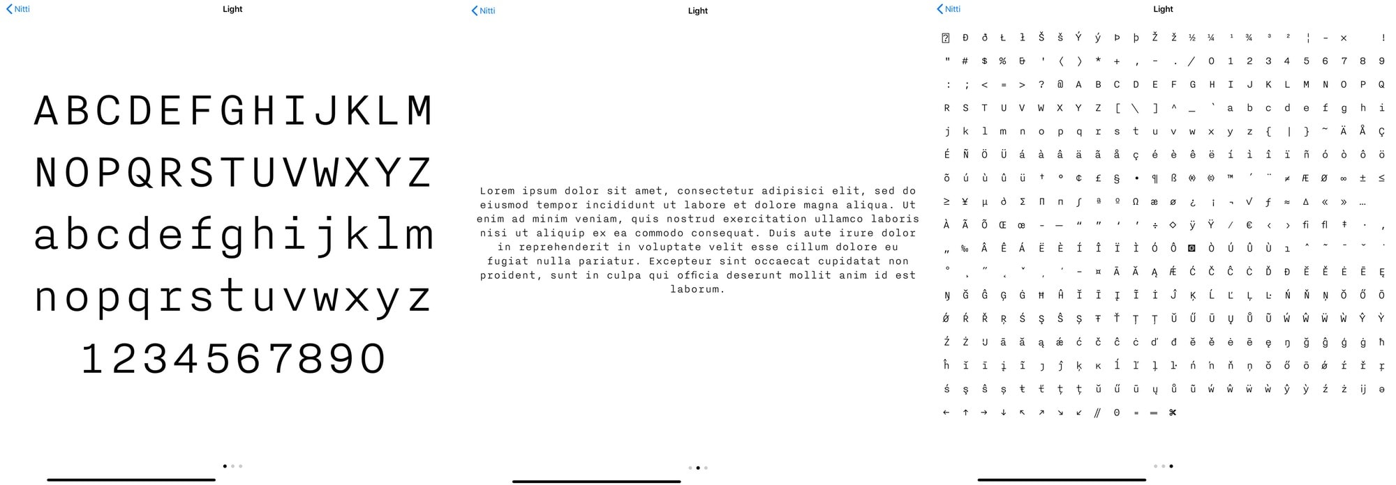 In iOS, there are three kinds of font preview.