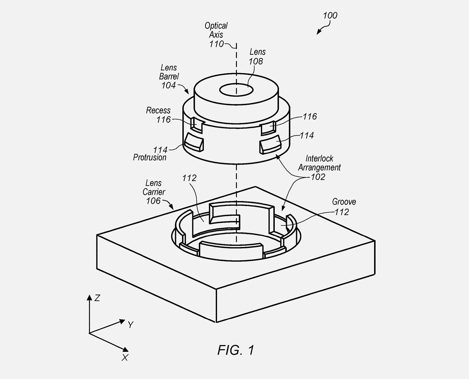 patent illustration for iPhone lens mount