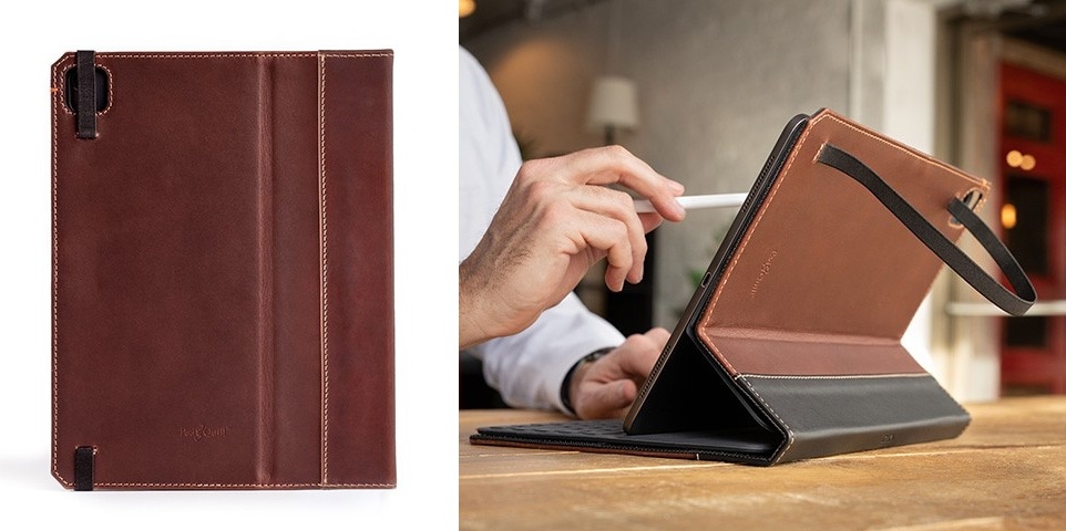A Pad & Quill leather folio has an over-size camera opening.
