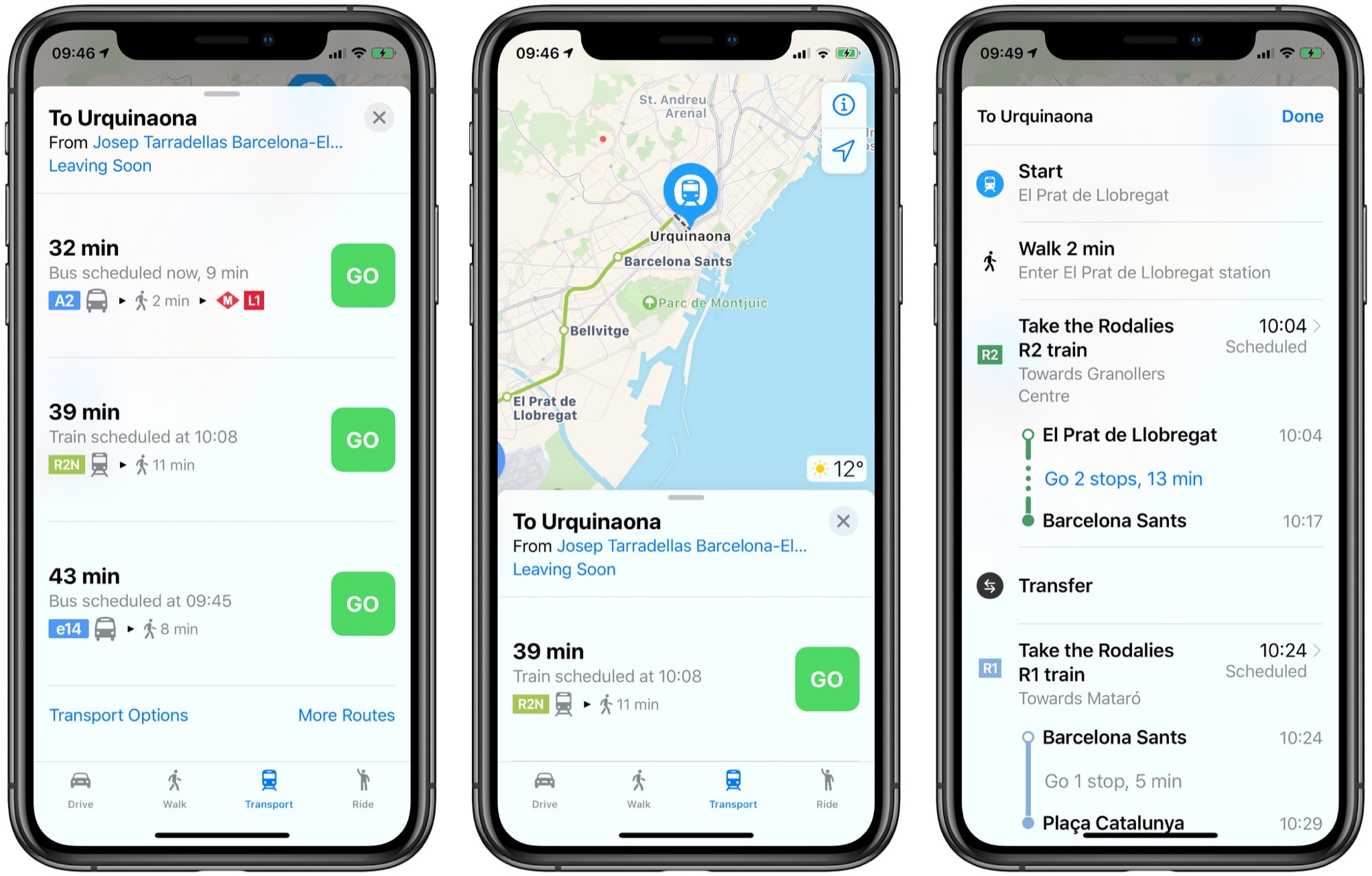 Apple Maps transit info is rich, detailed and not hidden behind a menu. 