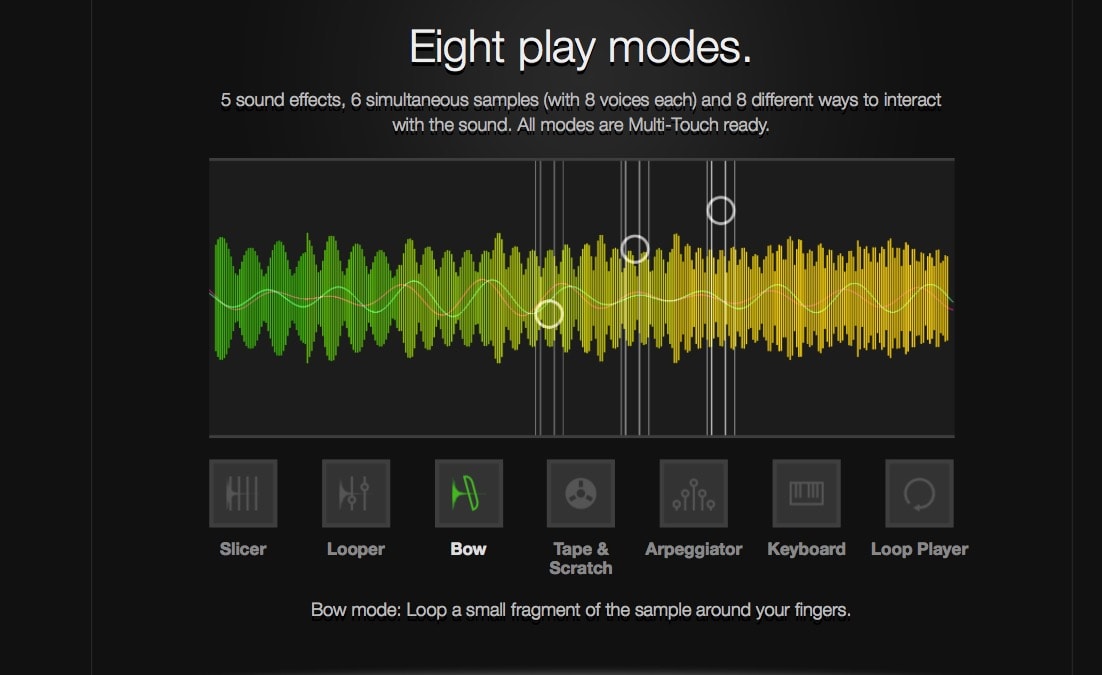 Samplr music app offers eight play modes, and all of them good.