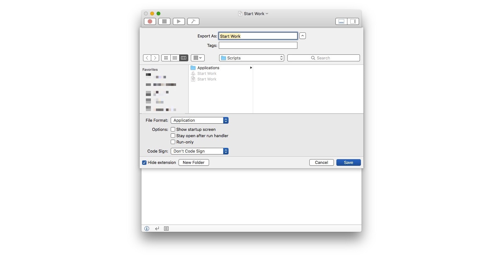 Choose 'Application' from the File Tormat menu in the export dialog box.