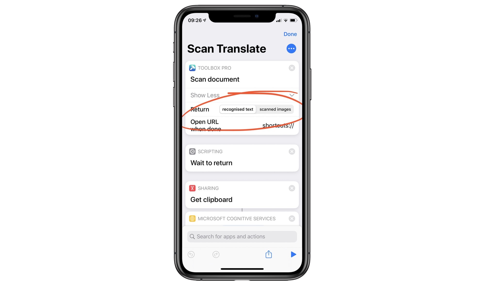 translate scan shortcut