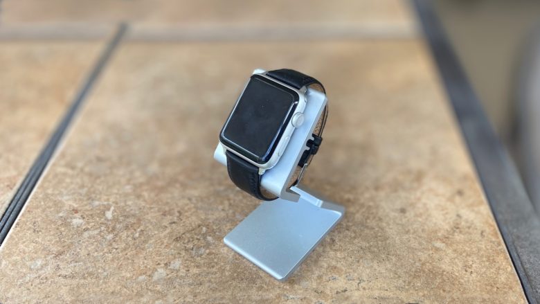 HEDock review: The HEDock holds an Apple Watch in portrait or landscape mode.