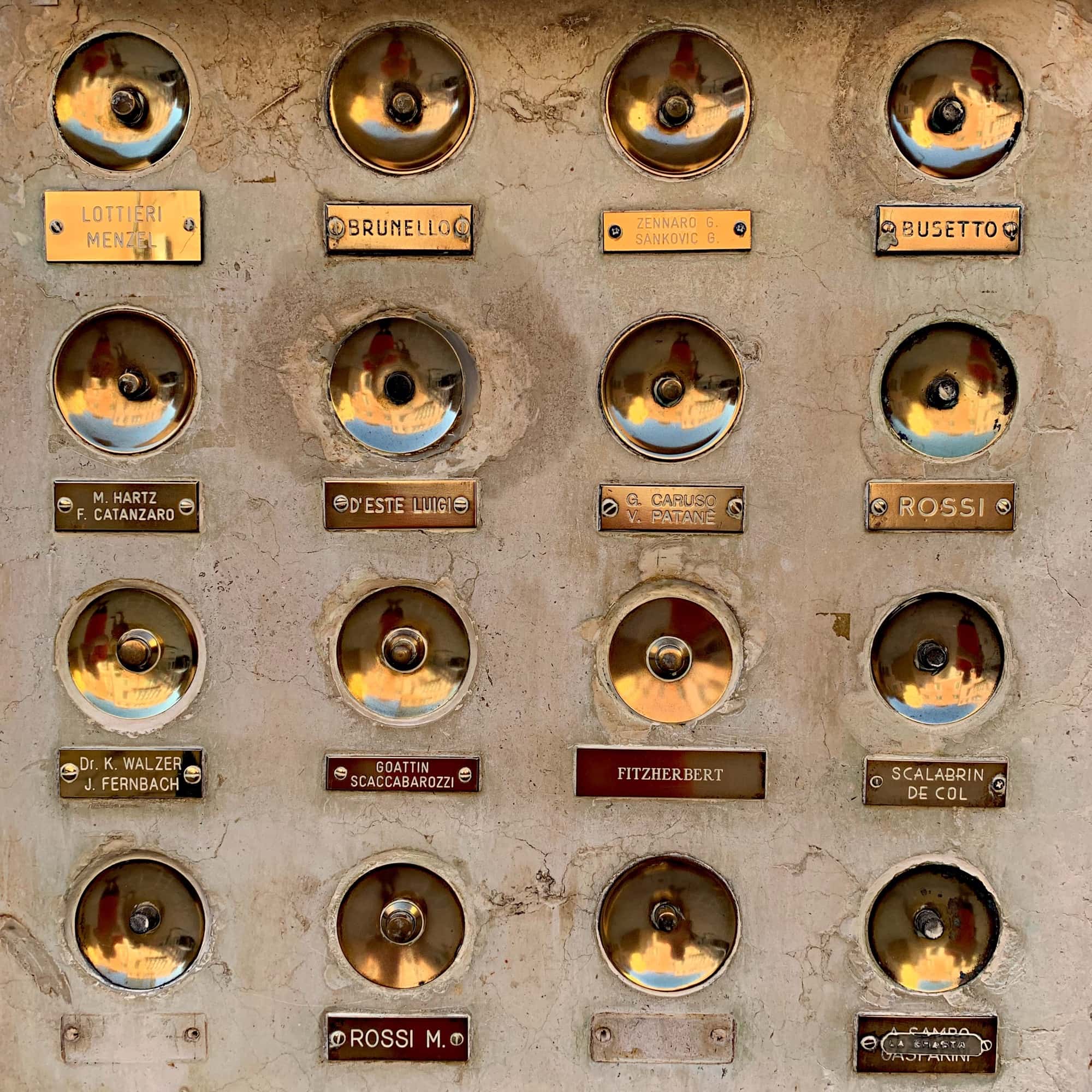 grid of doorbells