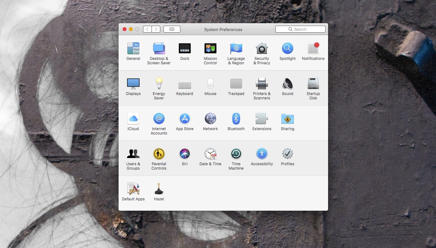 By default, Mac System Preferences are sorted by category.