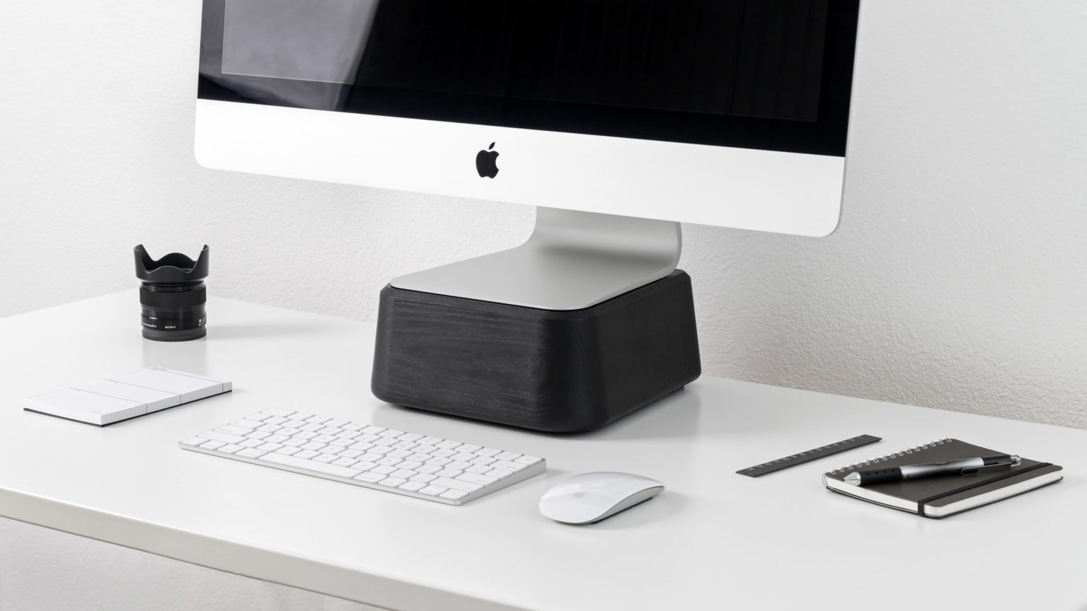 Base for iMac makes your desktop more ergonomic.