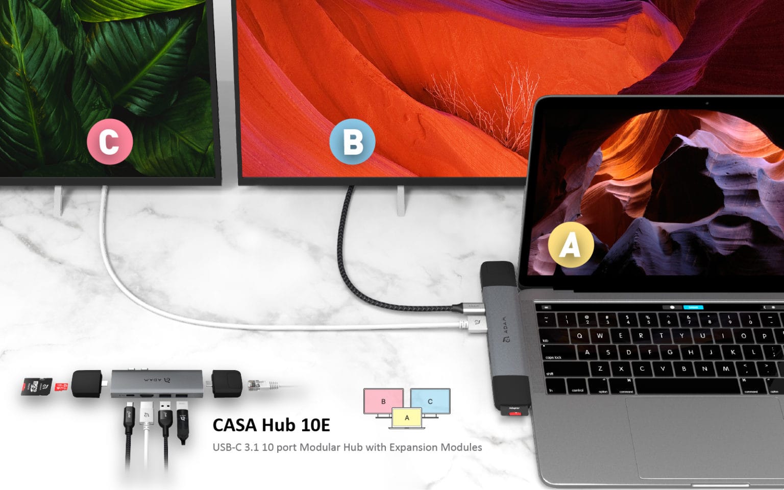 ADAM Elements CASA Hub 10E opens up possibilities for your MacBook Pro or MacBook Air connectivity.