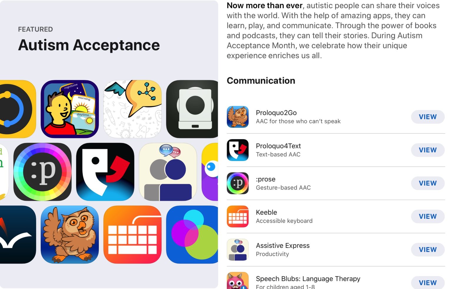 Apple highlights curated app selection for World Autism Awareness Day