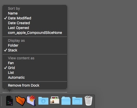 After you set up your Mac Smart Folder, choose your Dock display options, just like with any other folder. 