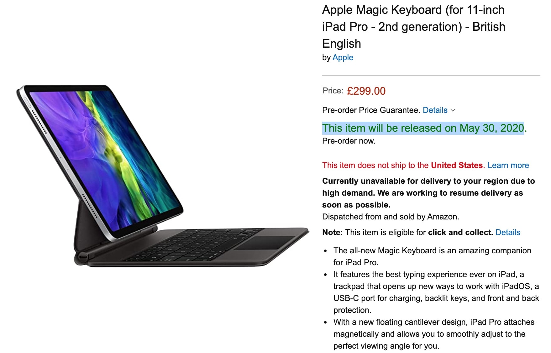 iPad Pro's Magic Keyboard listed to launch on May 30 by Amazon Cult
