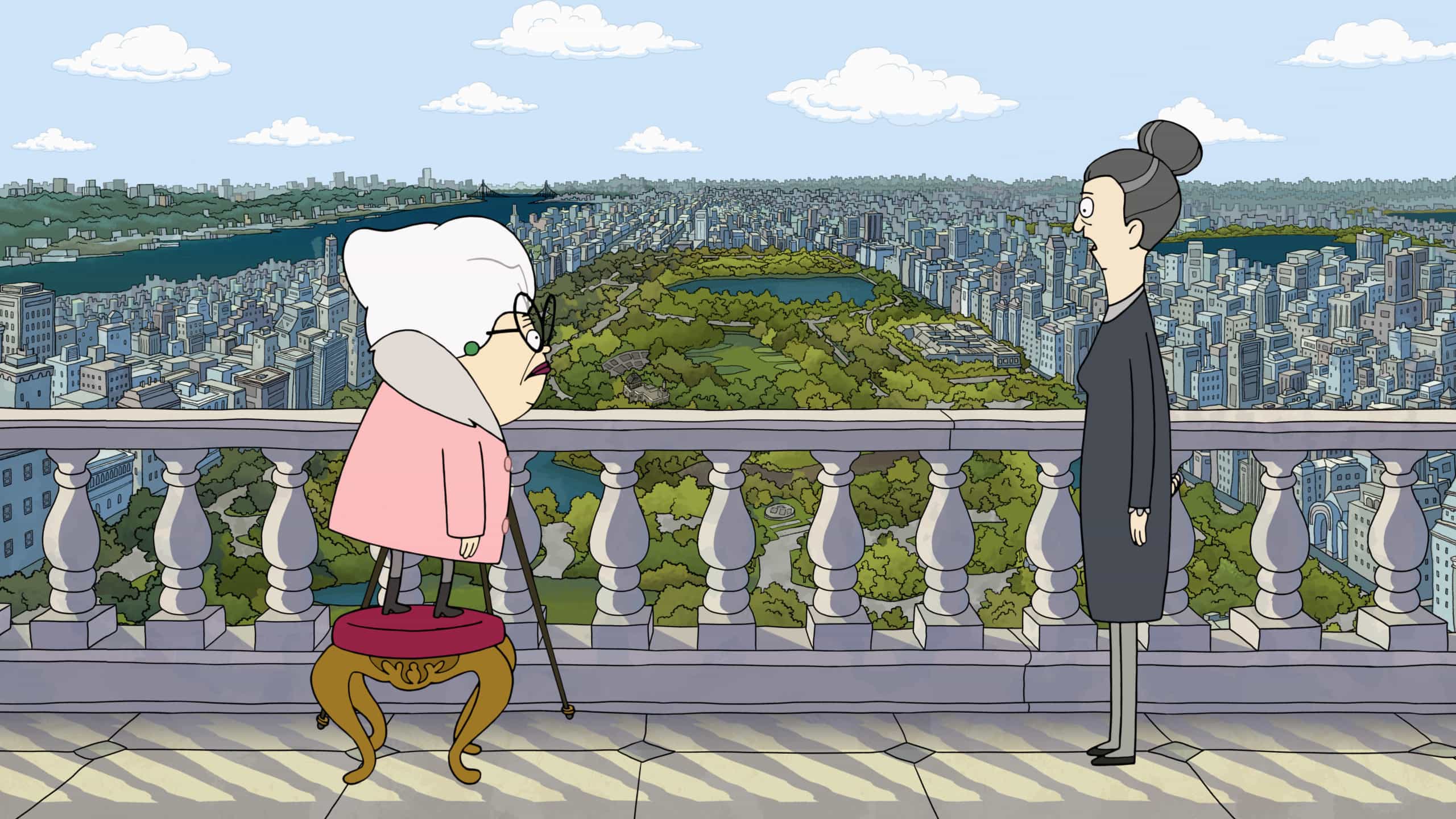 The characters voiced by Daveed Diggs and Stanley Tucci act out their own little remake of The Devil Wears Prada in Central Park. 