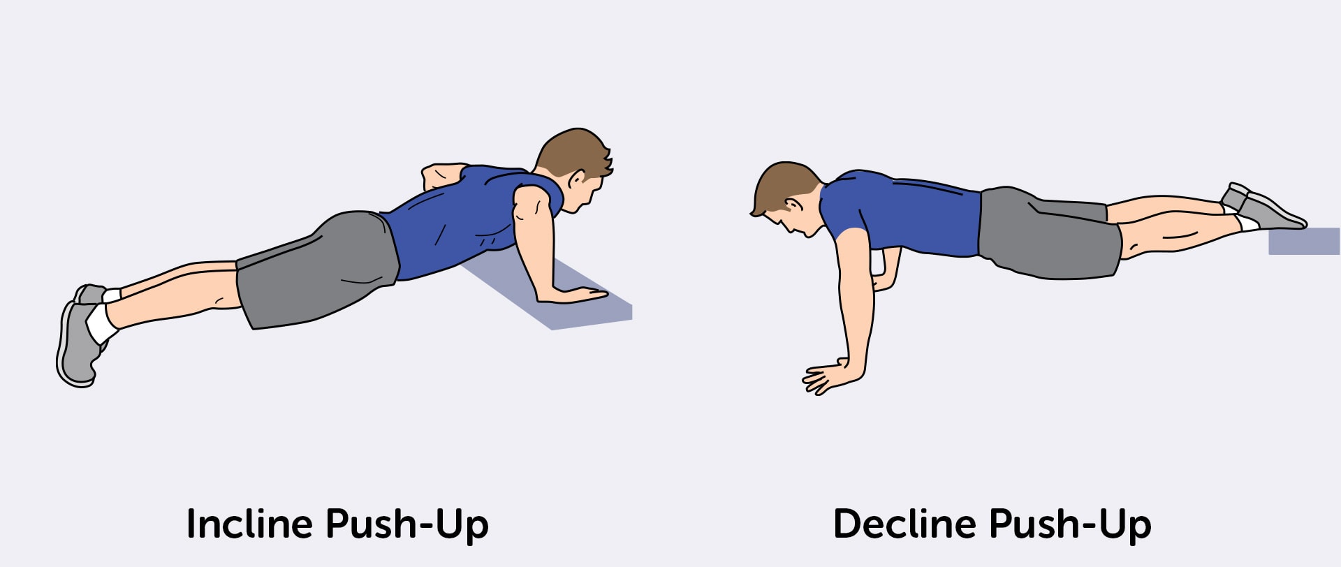 Target your lower and upper chest with incline push-ups and decline push-ups.